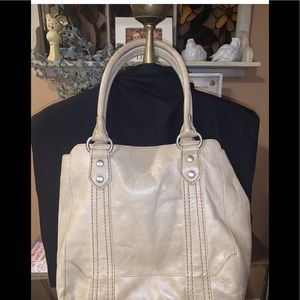 Frye Parchment (Beige) Large Leather Satchel Handbag